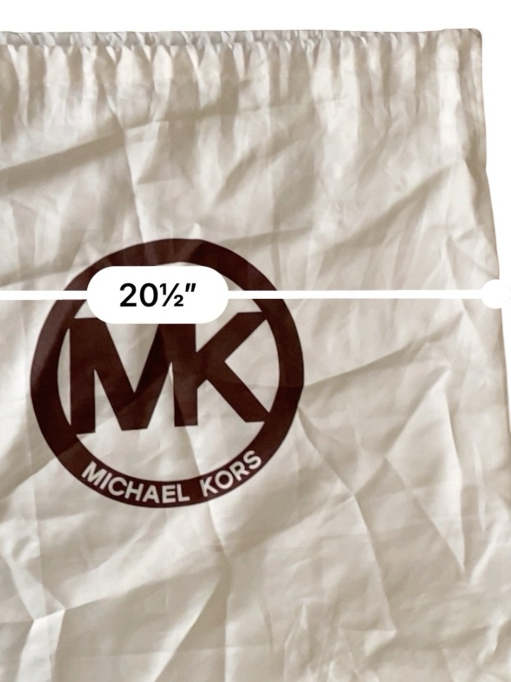 Michael Kors White Drawstring Dust Bag with Brown MK Logo